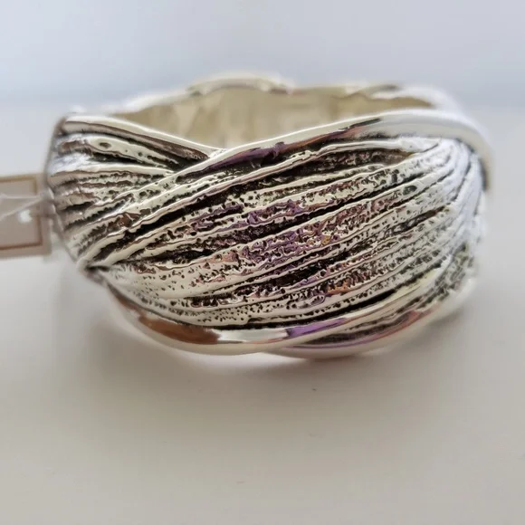 Shablool 925 Sterling Silver Textured Bangle Bracelet 8.25" - Picture 5 of 11